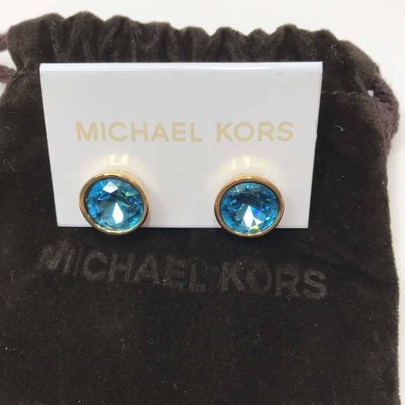 New MICHAEL KORS Blue Botanicals Earrings - Picture 2 of 3